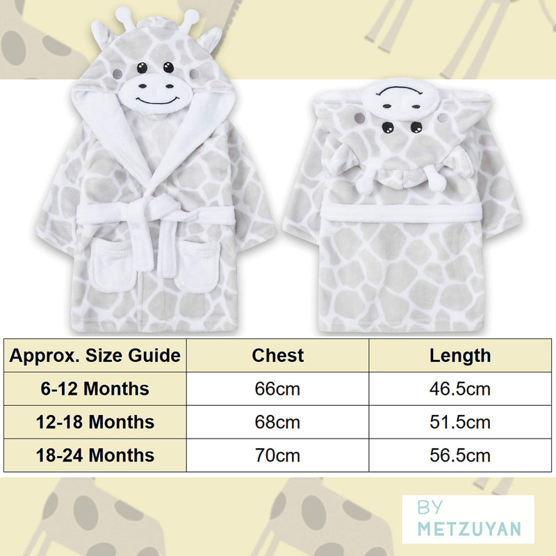 Metzuyan Baby Girls & Boys Plush Animal Themed Giraffe Dressing Gown Robes 18-24 Months Grey Giraffe - BeesActive Australia