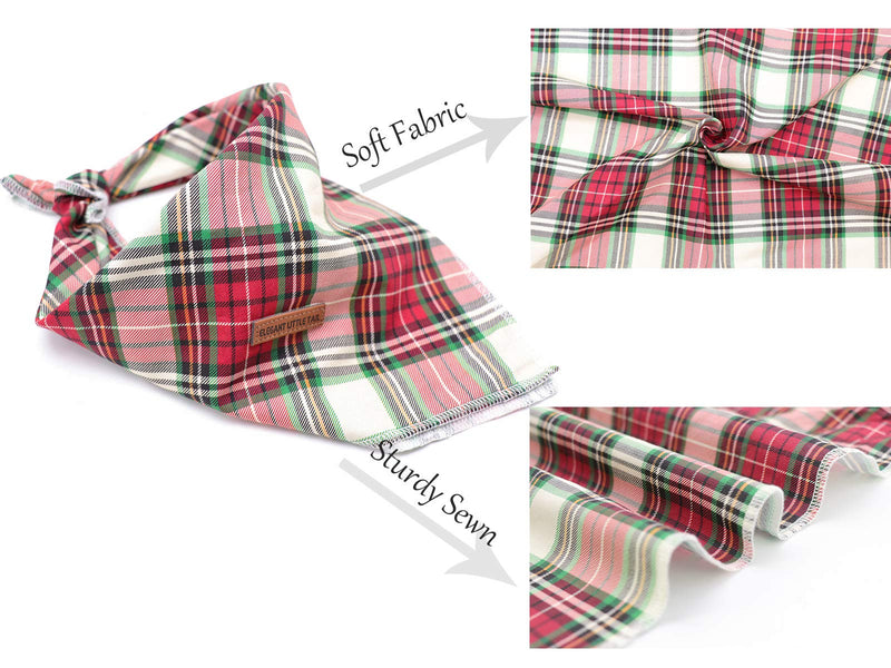 Elegant little tail 1PCS Pet Dog Bandana Washable Reversible Cotton Bibs Scarf, Adjustable Square Dog Kerchief for Small to Large Dogs and Cats Large (1 Count) Red Plaid - BeesActive Australia