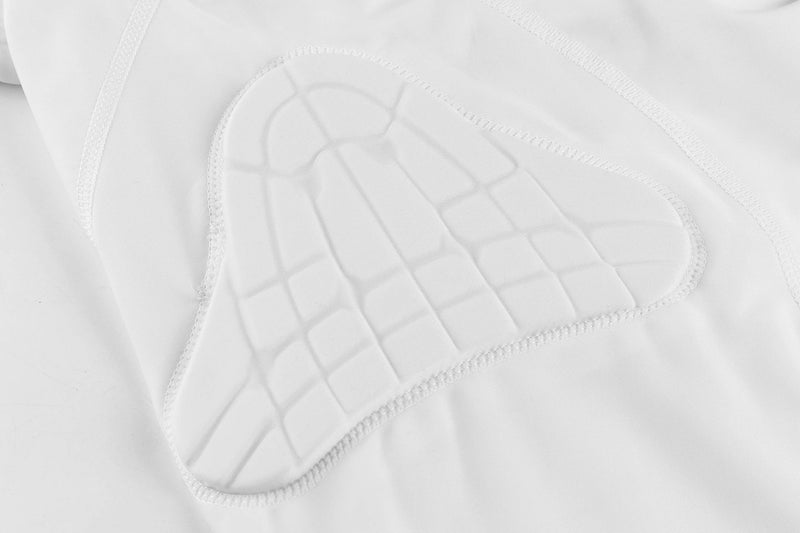 [AUSTRALIA] - TUOYR Padded Shirt Youth Boys Padded Compression Sports Protective T-Shirt Rib Chest Protector Extreme Exercise White Padded Shirt Y-S(Chest 25inch~26.5inch) 
