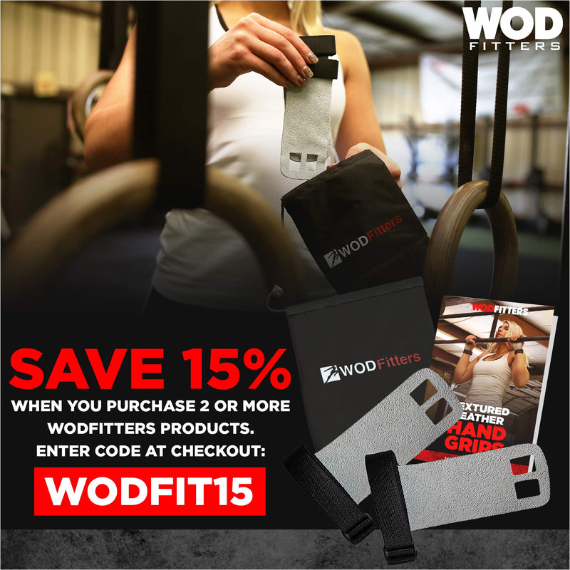 WODFitters Textured Leather Hand Grips for Cross Training, Kettlebells, Powerlifting, Chin Ups, Pull Ups, WODs & Gymnastics – with Grips Storage Pouch New Design Extra Small - BeesActive Australia