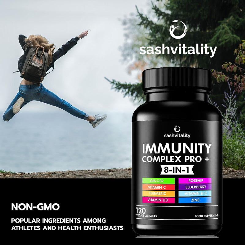 Immune System Booster Supplement - 120 Capsules - Vitamin C and Zinc, Elderberry, Iron, Vitamin B12, D3, Turmeric, Selenium, Garlic, Probiotic � Vegan Multivitamin Complex Men & Women - BeesActive Australia
