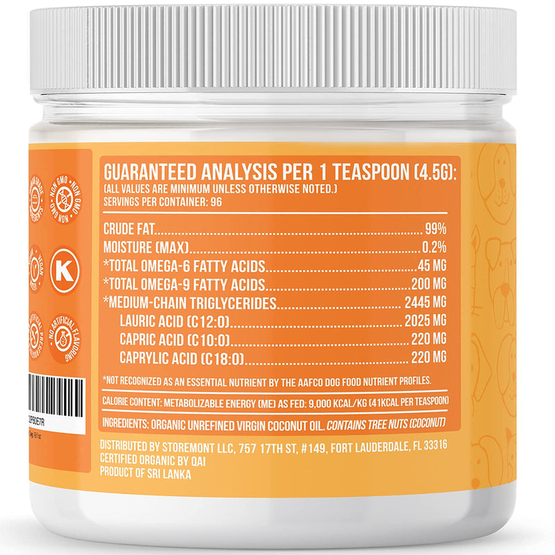 Petsmont Organic Coconut Oil for Dogs 16 fl oz - Skin and Coat Virgin Lotion Raw Certified Extra Superfood Supplement Anti Itch Hot Spot Treatment Dry on Elbows Nose Natural Digestive Immune Support - BeesActive Australia