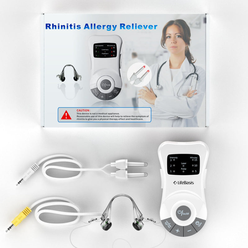 Allergic Rhinitis Laser Treatment Machine Anti Snore Device, LifeBasis IR Rhinitis Therapy Allergy Reliever Hayfever Relief Machine for Snore Stuffy Nose Nasal Itching Sinusitis Sterimar Congestion White+grey 1 Count (Pack of 1) - BeesActive Australia