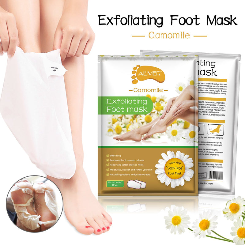 Camomile Foot Peel Mask 5 Pack, Remove Dead Skin and Cutin of Old Cocoon, baby foot unscented strong foot peel Repair Rough Feet Camomile - BeesActive Australia