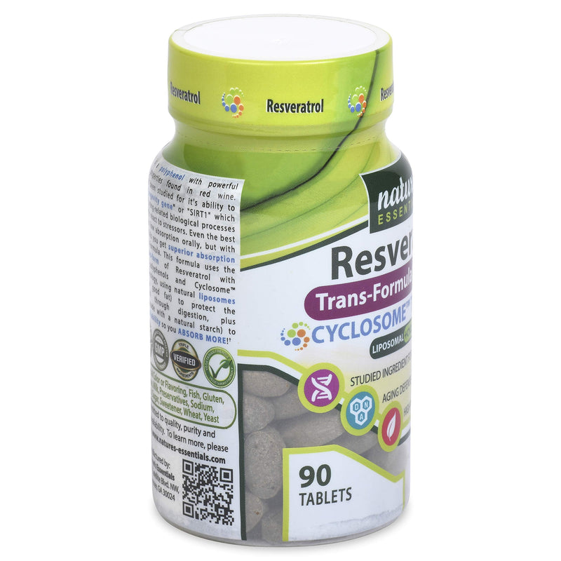 NATURE'S ESSENTIALS Liposomal Resveratrol | 500mg per Pill | Full-Spectrum Trans-Resveratrol | Maximum Absorption Formula | 3 Month Supply | Non-GMO | Gluten-Free | Vegetarian | Lab Certified | USA - BeesActive Australia