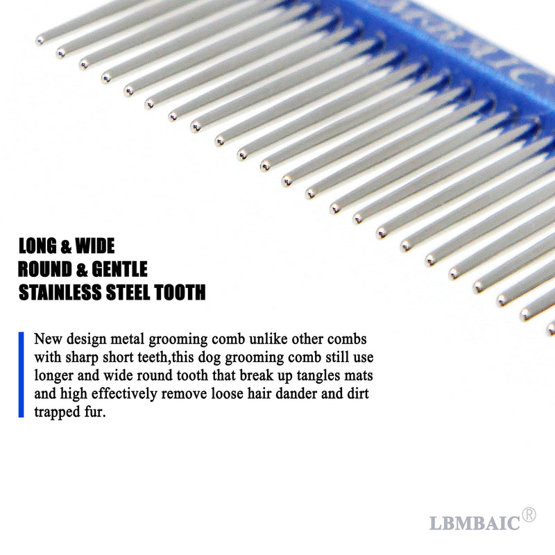 LBMBAIC Metal Dog Grooming Comb With Long and Wide Tooth Professional Comb for Dogs Reduce Pets Hair Tangles,Knots,and Mats.7.5INCHES Medium royalblue - BeesActive Australia