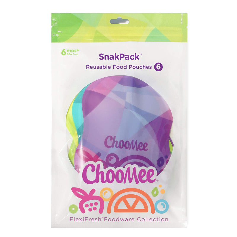 ChooMee Reusable Baby Food Pouches, SnakPack | Secure Double Lock Zipper 6 CT TropiColor - BeesActive Australia