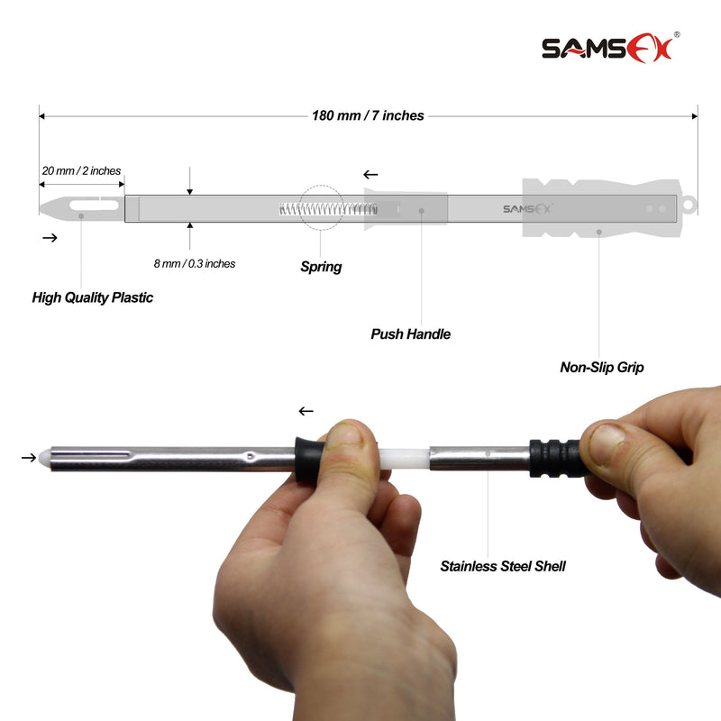 SAMSFX Fishing Dehooker Hook Remover Squeeze Extractor Saltwater Stainless Steel Fish Hook Tools 7" Pen Shape - BeesActive Australia