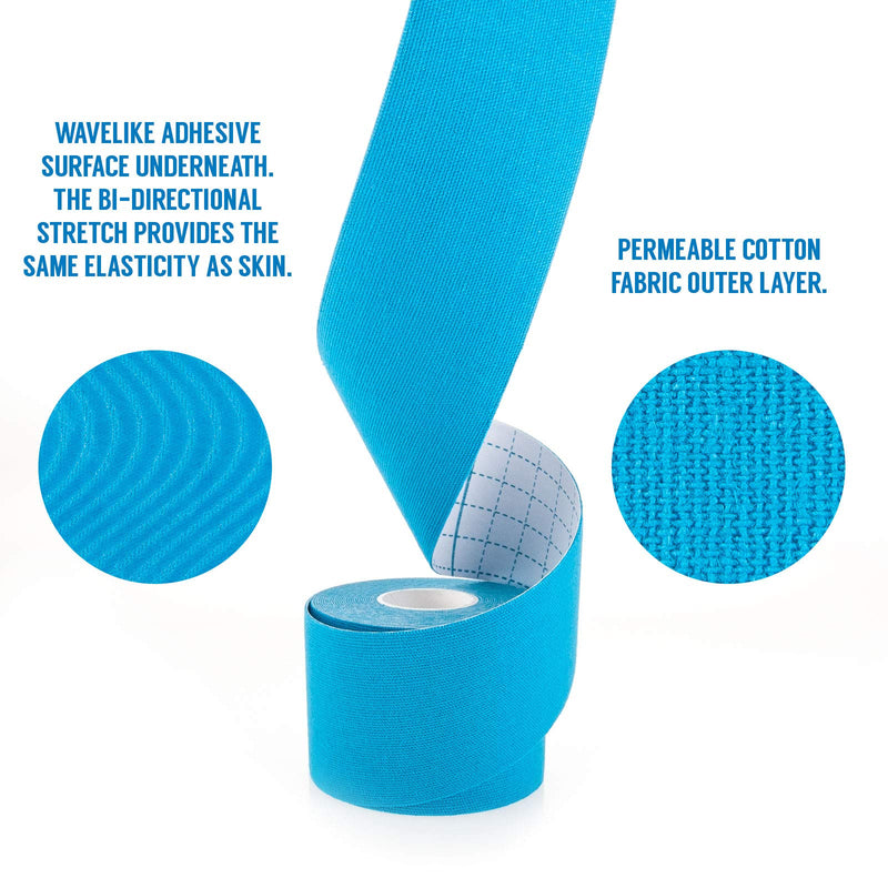Proworks Kinesiology Tape | 5m Roll of Elastic Muscle Support Tape for Exercise, Sports & Injury Recovery Light Blue - BeesActive Australia