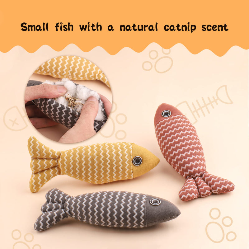 Homelifthub Cat Pillow Toy for Indoor Cats Fluffy Cat Calming Toy, Soft Cat Catnip Toys Pillow, Linen Chew Kitten Toy, Cute Fish Pillow for Cat Sleeping 3pack (red+yellow+grey) - BeesActive Australia