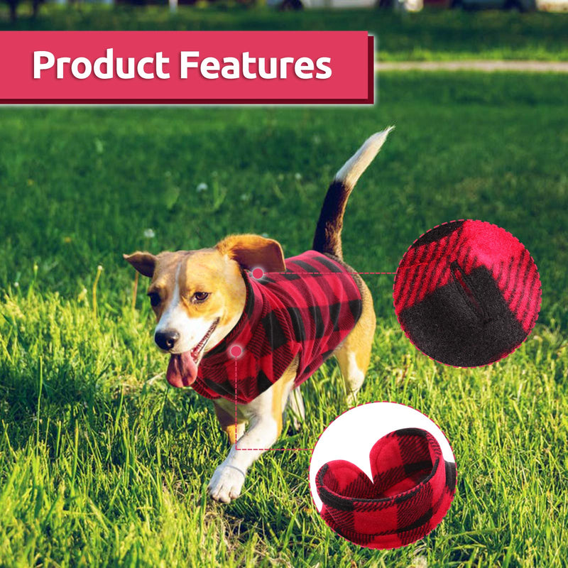 ASENKU Dog Sweater, Plaid Dog Fleece Vest, Soft Comfortable Pet Pajamas, Warm Winter Dog Shirt, Cold Weather Coat Jacket Pet Clothes for Small & Medium Dog Breeds Red - BeesActive Australia