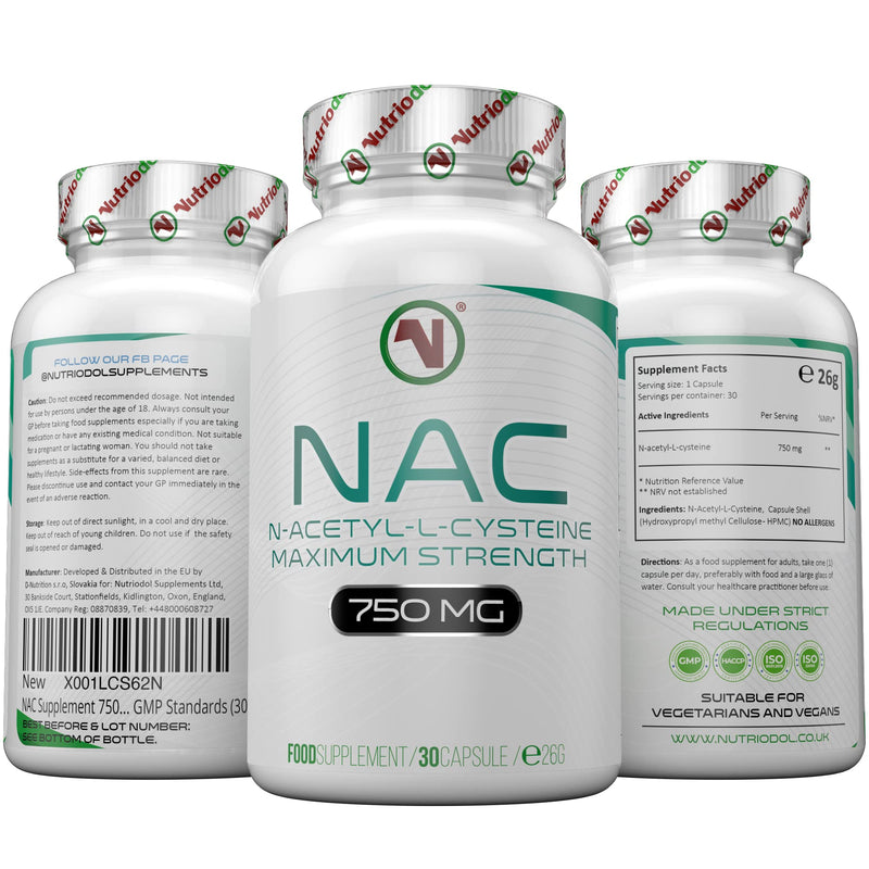 NAC Supplement 750mg | Vegan Capsules | N-Acetyl-Cysteine Amino Acid - High Bioavailability - Providing Non Toxic Stable Form of L-Cysteine - EU Made to ISO and GMP Standards (30) 30 Count (Pack of 1) - BeesActive Australia
