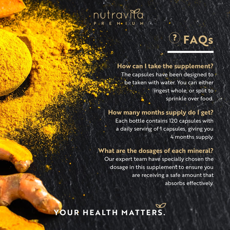 Premium Curcumin 95% Curcuminoids with Bioperine� - 120 High Strength Vegan Capsules - Turmeric Curcumin and Bioperine� (Black Pepper Extract) to Enhance Absorption - Made by Nutravita - BeesActive Australia