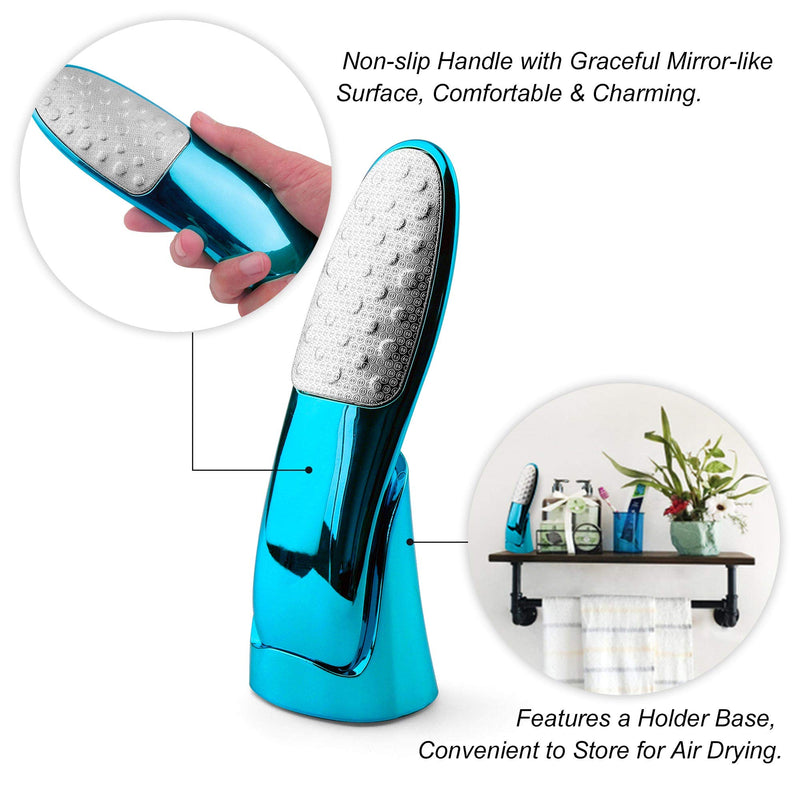 Foot Scrubber with Holder, Never-Cut-Your-Skin Callus Remover for Feet, Double-Sided Foot Scraper with Mirror-Like Handle, Pedicure Foot File Best Foot Scrubber Callus Remover, Durable and Easy to Use - BeesActive Australia