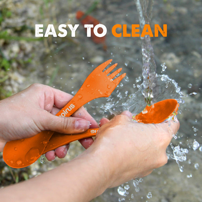 Tapirus 4 Spork to Go Set - Durable and BPA Free Sporks - Spoon, Fork and Knife Combo Utensils Flatware - Mess Kit for Camping, Hunting and Outdoor Activities - Comes in a Carrying Case Orange - BeesActive Australia
