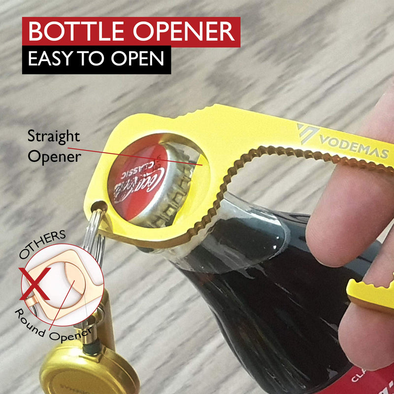 Door Opener Tool Larger - Mini Stylus Pen, Badge Reels Retractable, Bottle Opener, Carabiner Clip. Multitool Keychain for all Handles and Touch Screens.No Touch,Touchless,Button Presser,EDC, (Gold) Gold - BeesActive Australia