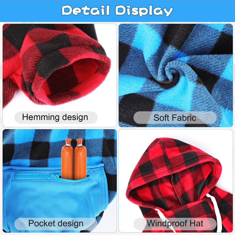 Rypet 2 Packs Large Plaid Dog Hoodie Pet Clothes Sweaters with Hat and Pocket Dog Pullover Sweatshirt for Medium Large Dog 5XL(Chest girth: 36 ", back length: 27.5") - BeesActive Australia
