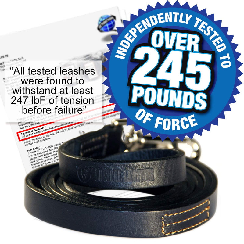 Logical Leather Dog Leash - Best for Training - Water Resistant Heavy Full Grain Leather Lead 6 Foot Black - BeesActive Australia