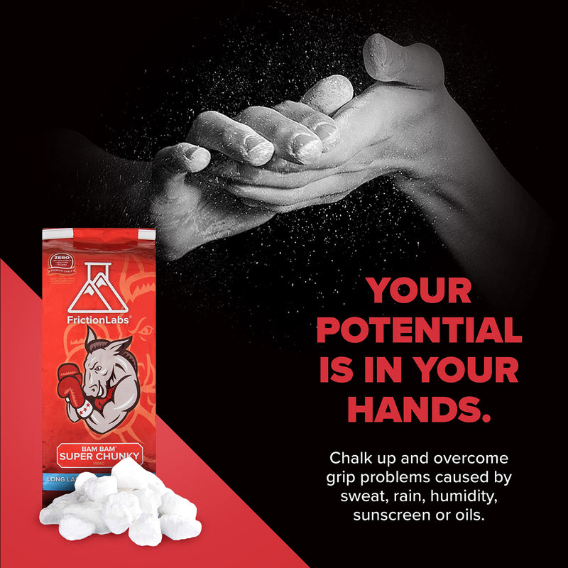 Friction Labs Premium Sports Chalk for Rock Climbing, Weight Lifting, Gymnastics, Tennis & More - Long Lasting Grip, Healthier Skin, Better Overall Performance - Endorsed by 100+ Pro Athletes 5 oz Super Chunky Texture - Bam Bam - BeesActive Australia