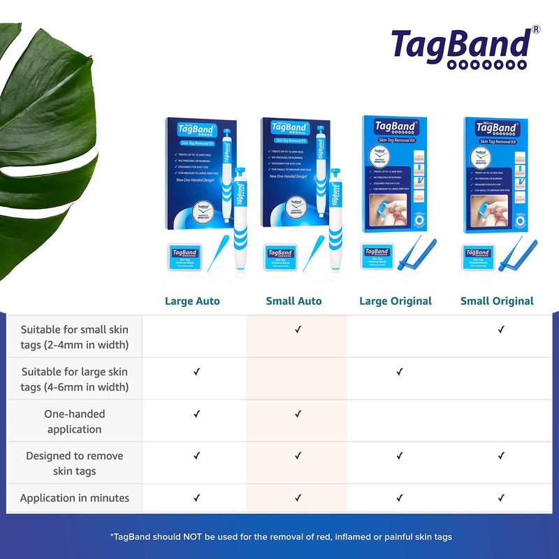 Auto TagBand Skin Tag Removal Kit. Fast Effective & Safe Skin Tag Remover for Small/Medium Skintags (2mm-4mm) on Face & Hard to Reach Areas - One-Hand Application in Minutes, Includes Pen + 10 Bands Small (2mm-4mm) - BeesActive Australia