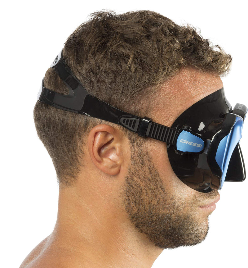 [AUSTRALIA] - Cressi Adult Scuba Diving, Snorkeling Mask in Pure Comfortable Silicone | Liberty Duo SPE Black/Blue/Blue 