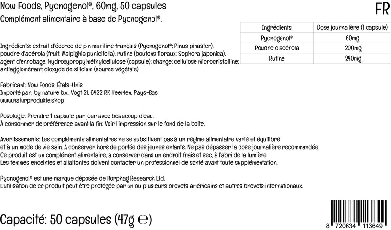 Now Foods, Pycnogenol, 60mg, 50 Vegan Capsules, Lab-Tested, Soy Free, Gluten Free, Vegetarian - BeesActive Australia
