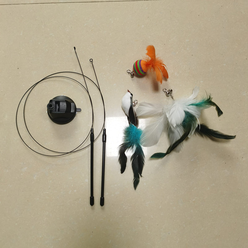 Cat Feather Toys Interactive Cat Toy with Super Suction Cup Detachable 6 PCS Feather Replacements with Bell 2 Wand Cat Spring Feather Toys for Indoor Cats Kitten Play Chase Exercise Blue - BeesActive Australia