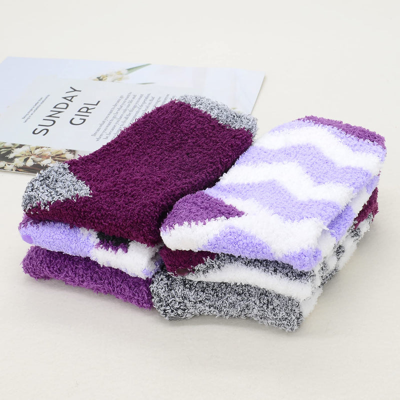 Zando Womens Fuzzy Socks with Grips Athletic Grip Socks Warm Slipper Socks Non Slip Cozy Socks Soft Thick Fluffy Socks One Size C 6/Deer Purple - BeesActive Australia