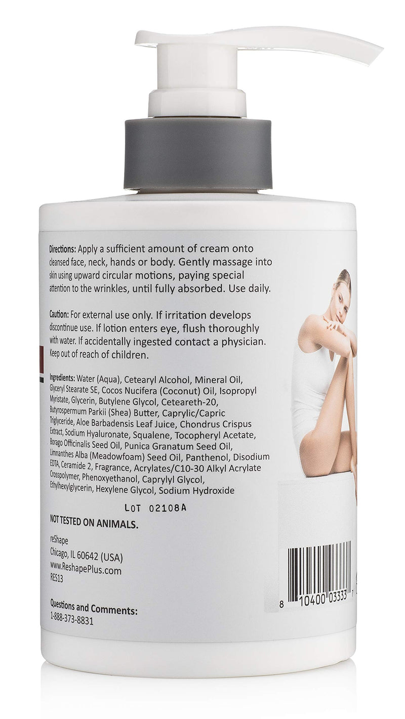 Dry Skin Balm w/Hyaluronic Acid for Body, Hands, Face, Feet – Moisturizing, Hydrating Cream for Dry Skin Patches - Cruelty-Free Body Lotion with Collagen, Borage Oil, & Vitamin E by Reshape, 15 oz - BeesActive Australia