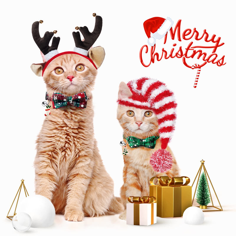 LLHK 4 Pack Christmas Cat Collars with Bow Tie and Bell,Breakaway Kitten Collar for Girl Boy Cats,Adjustable 7-12inch, for Kitty Kitten Adult Cats,Pet Supplies,Stuff,Accessories. - BeesActive Australia