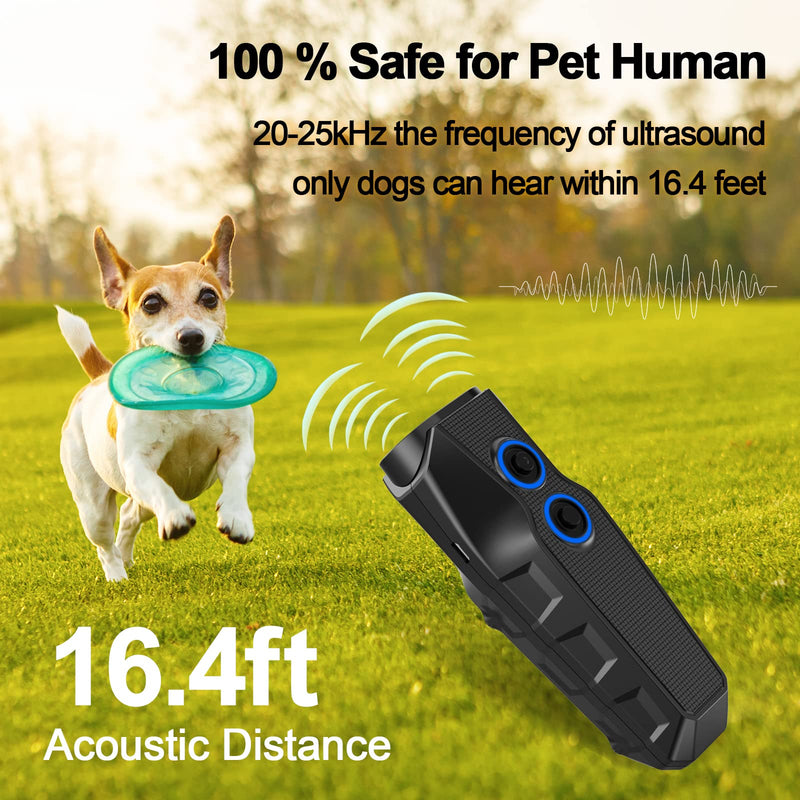 TOKEGO Dog Barking Control Devices, Dual Sensor Ultrasonic Dog Barking Deterrent 3 Frequency Dog Trainer Anti Barking Device with LED Flashlight, 16.4 ft Range Safe for Human and Dog, Rechargeable - BeesActive Australia