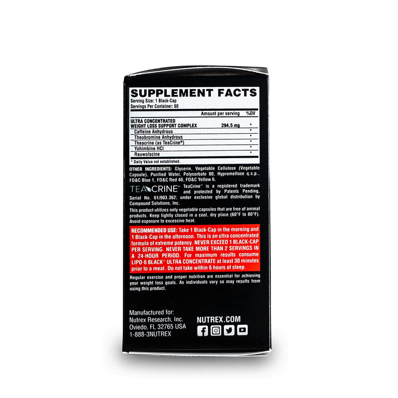 Nutrex Research Lipo-6 Black Ultra Concentrate | Thermogenic Energizing Fat Burner Supplement, Increase Weight Loss, Energy & Intense Focus |Capsule, 60Count 60 Count (Pack of 1) - BeesActive Australia