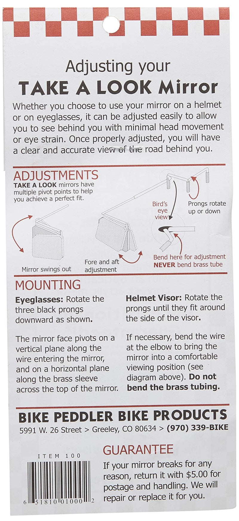 Bike Peddler Take A Look Cycling Eyeglass Mirror Compact - BeesActive Australia