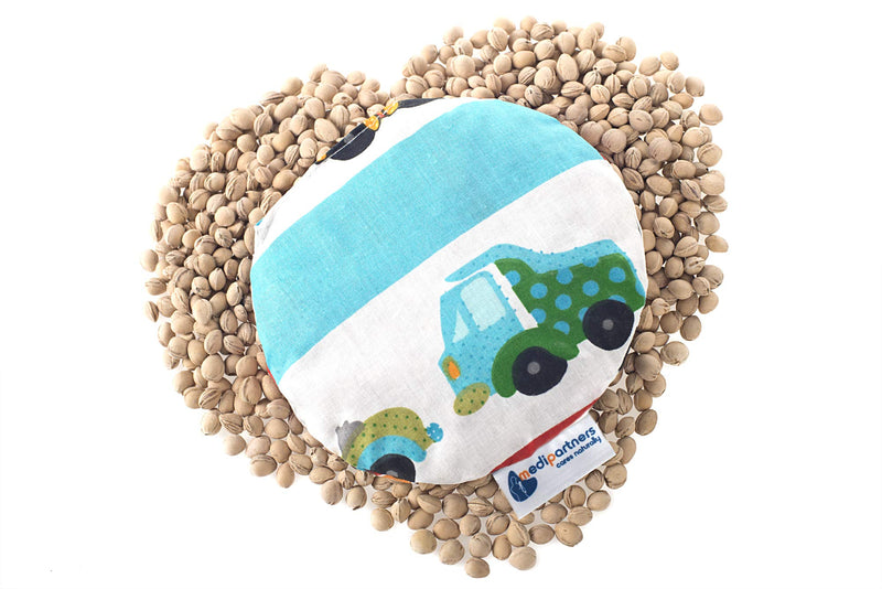 Cherry Stone Cushion Heat Pillow for Babies 180g Round 15cm Eco Natural 100% Cotton Medi Partners Heat and Cold Therapy Massage Therapy (Cars) Cars - BeesActive Australia