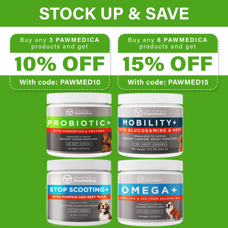 PawMedica Dog Probiotics and Digestive Enzymes, Probiotics for Dogs Made in USA, Pet Probiotic Chews for Dogs, Prebiotics & Probiotic Dog Digestive Support, Probiotic Treats 60 Dog Probiotic Chews - BeesActive Australia