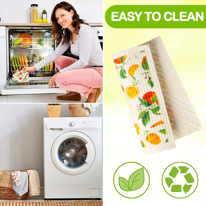 Patelai 6 Pieces Swedish Kitchen Dish Towels Kitchen Cloths Reusable Sponge Cleaning Cloths Absorbent Dish Cloth No Odor Hand Towel Quick Drying Washable Cleaning Wipes (Fruit Style) Fruit Style - BeesActive Australia