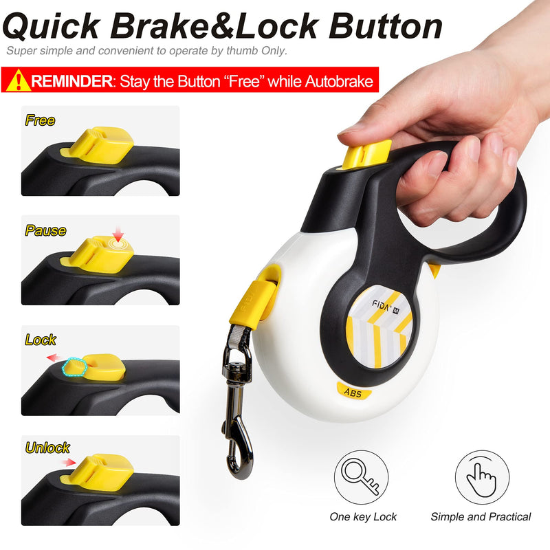 Fida Autobrake Retractable Dog Leash, Advanced Patent Design for Dog Pulling, 16 ft Heavy Duty Pet Walking Leash for Small/Medium/Large/X-Large Breeds, Tangle Free, Grip Medium, 16ft - BeesActive Australia