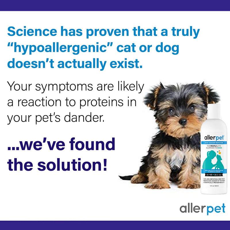 Allerpet Dog Allergy Relief - Best Pet Dander Remover for Allergens - Ditch Your Allergy Shampoo - 100% Non-Toxic & Safe for Pets, Good for Fur & Skin Single w/ Applicator Mitt + Sprayer - BeesActive Australia