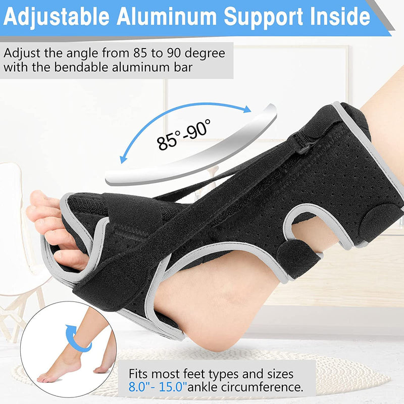 WOSHSHEN Plantar Fasciitis Night Splint, Adjustable Plantar Fasciitis Relief Night Splint for Women & Men, Relief Brace for Plantar Fasciitis Relief, Achilles Tendonitis and Foot Drop (Black, Large) Black - BeesActive Australia