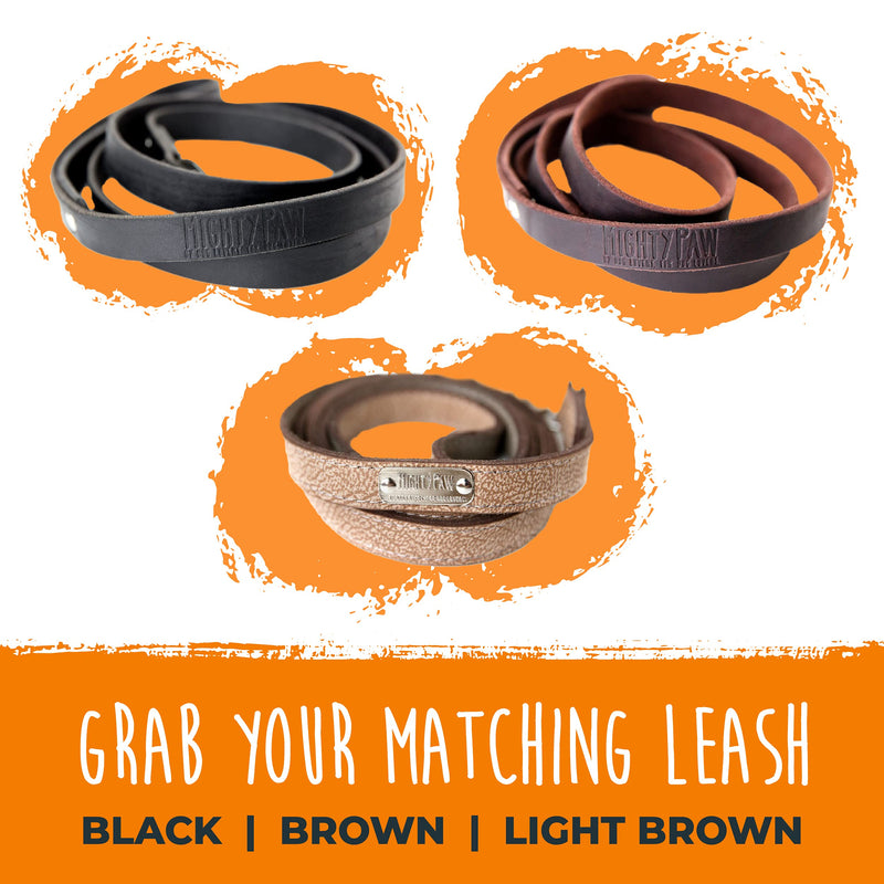 Mighty Paw Leather Dog Collar, Super Soft Distressed Leather- Premium Quality, Modern Stylish Look Medium: 10.25 - 13.5 inches Brown - BeesActive Australia