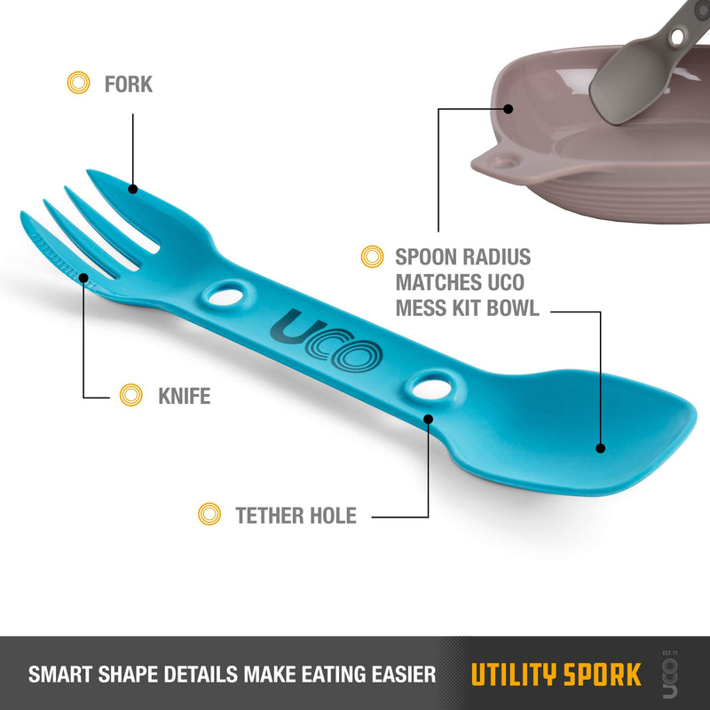 UCO Utility Spork 3-in-1 Combo Spoon-Fork-Knife Camping Utensil, 4-Pack Classic - BeesActive Australia