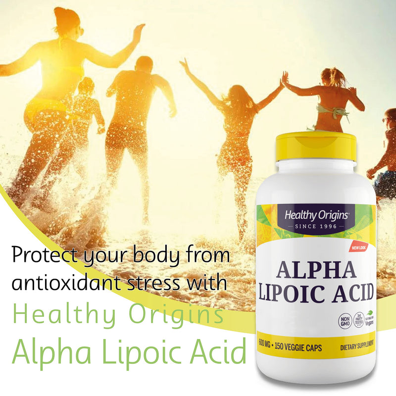 Healthy Origins, Alpha Lipoic Acid, 600 mg, 2-Day-Strength, 150 Capsules, Laboratory Tested, High Strength, Gluten Free, SOYA Free, Non-GMO - BeesActive Australia