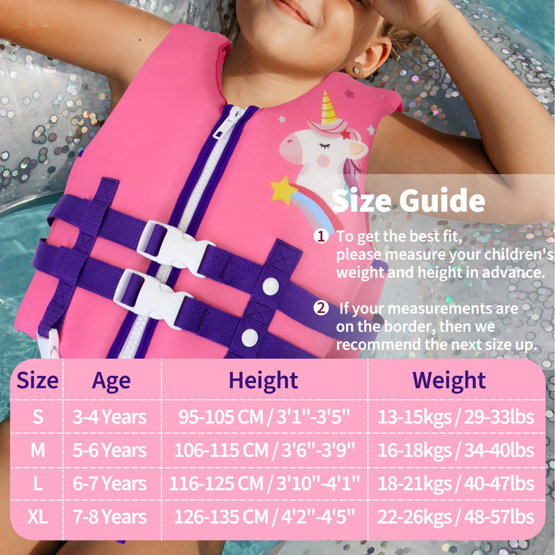 Wenlia Kids Swim Vest, Childrens Swimming Float Jacket Neoprene Swimsuit, Girls Boys Float Vest Buoyancy Swimwear for Learn to Swim/3-8Years/29-57KG Unicorn Small - BeesActive Australia