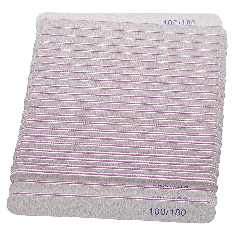 Hulless Nail Files 25 Pcs Double Sided Emery Board 100/180 Grit Nail Buffering Files for Home and Salon Use 6.9 Inch. - BeesActive Australia