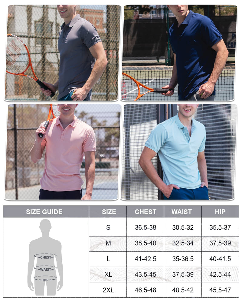 33,000ft Men's Golf Polo Shirts Short Sleeve Dry Fit Casual Workout Sports Athletic Tennis Performance Collared T-Shirt Deep Red Small - BeesActive Australia