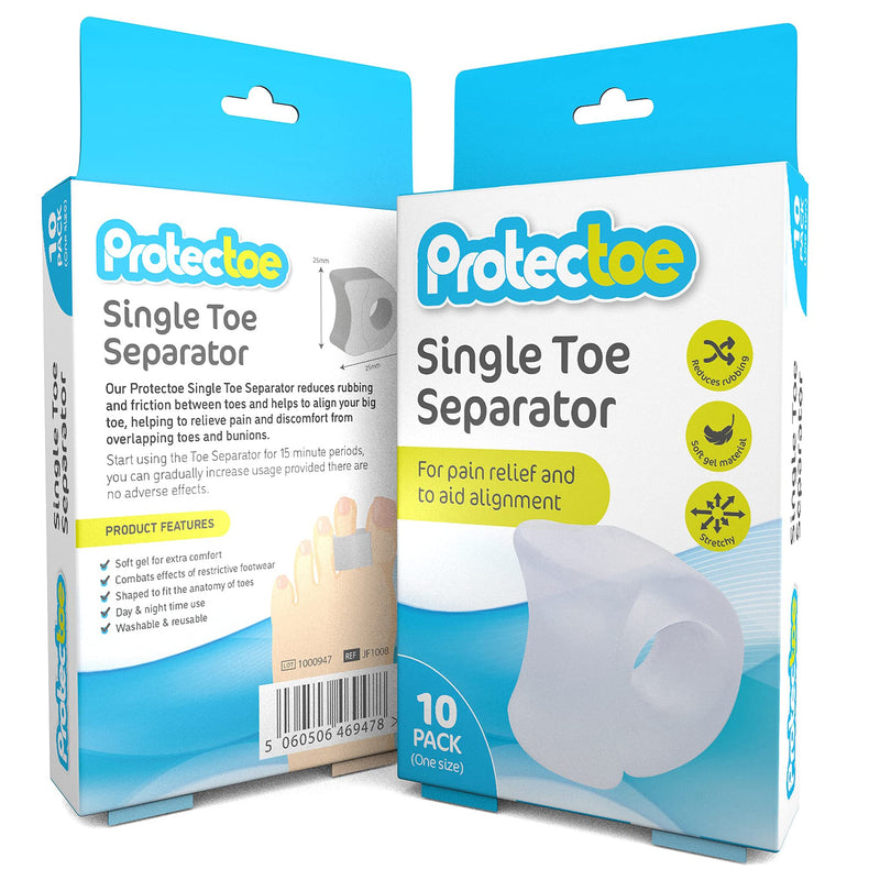 Protectoe Single Gel Toe Separator for Overlapping Toes, Toe Spacer - Box of 10 Gel Separators - BeesActive Australia