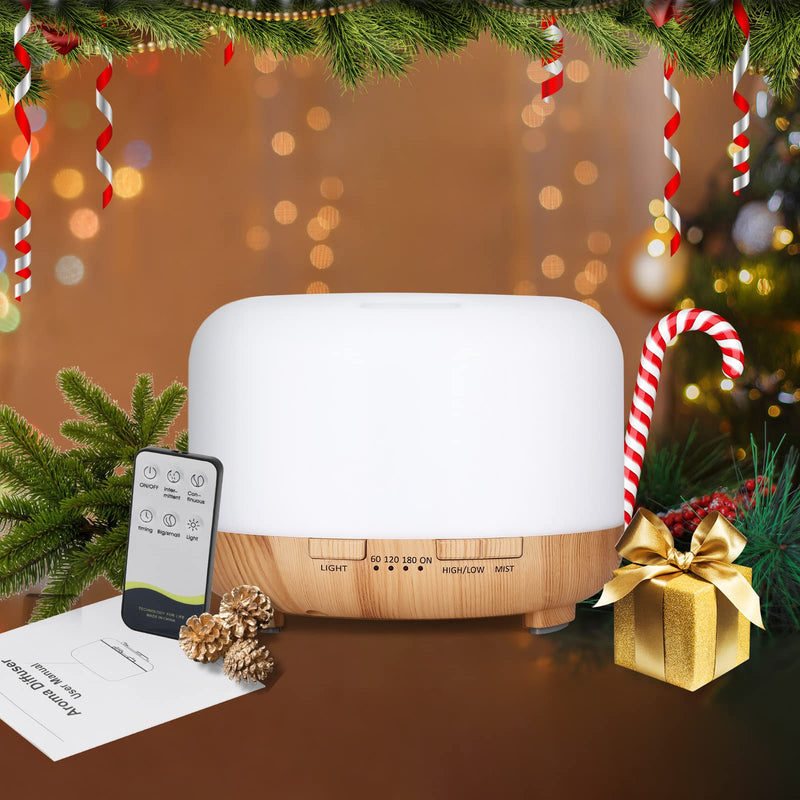 Hianjoo Essential Oil Diffuser 450ml, Electric Aroma Ultrasonic Aromatherapy Fragrant Oil Vaporizer Humidifier, Purifies The Air, Timer and Auto-Off Safety Switch, 7 LED Light Colors (Light Brown) Light Brown - BeesActive Australia