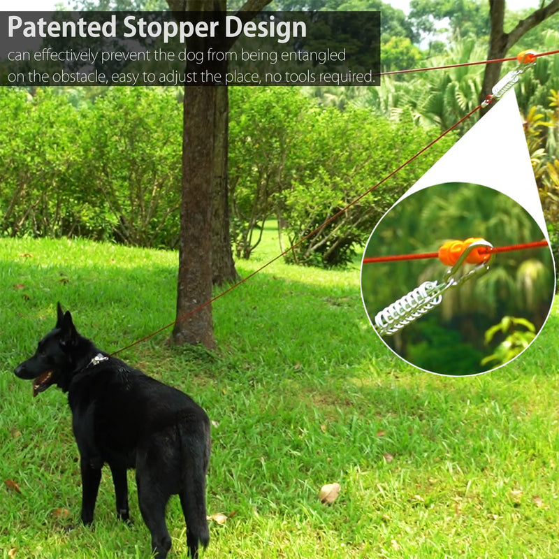 100ft Heavy Dog Tie Out Trolley System for Two Dogs - 10 ft Strong Dog Runner Cable for Yard Camping - Durable Dog Zipline Tie Out for Large Medium Small Dogs Up to 250 lbs 100 ft for two dogs up to 250 lbs Red - BeesActive Australia