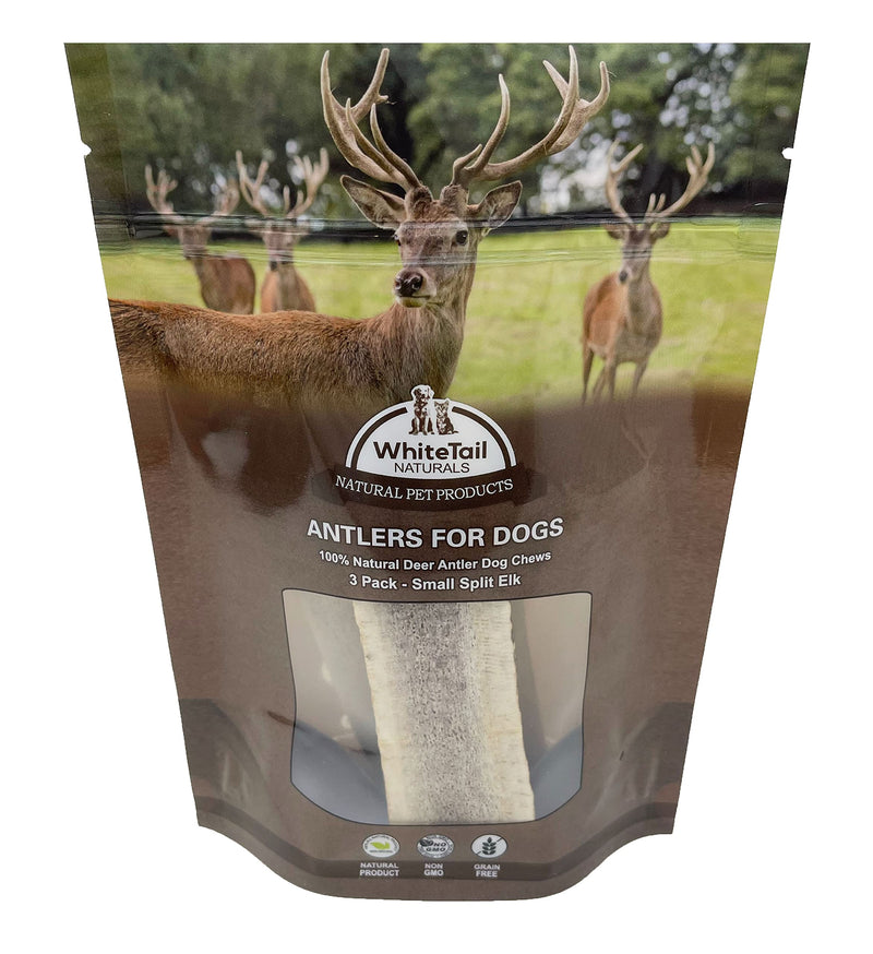 WhiteTail Naturals Premium Split Elk Antlers for Dogs | All Natural Dog Chews | Naturally Shed, Antler Bone Half-Cut Small (Pack of 3) - BeesActive Australia