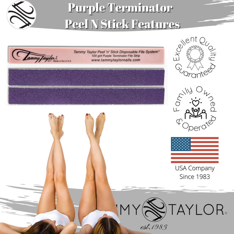 Tammy Taylor Peel N Stick Purple Terminator 100g File | Promote Natural Growth & Feel with Strong, Yet Gentle Abrasion to Shorten and File | Will Not Rip or Tear Fingernails (25 Pcs) - BeesActive Australia